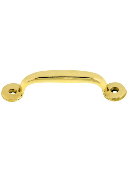 Vintage Style Utility Pull in Solid Brass - 3 inch Center to Center in Unlacquered Brass.